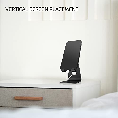 Black Foldable Aluminum Alloy Cell Phone Holder,Tabletop Metal Phone Stand with Adjustable Angle by Swivel Axis,Smartphone Cradle - color: Black
