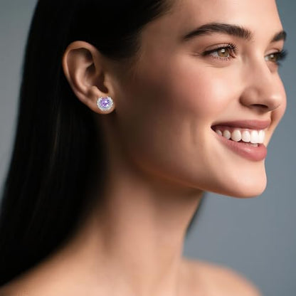 Angle Wing Earrings Sterling Silver Birthstone Stud Jewelry Birthday Gifts for Women Wife Friends Daughter Granddaughter - style: Angle wing earrings-purple birthstone