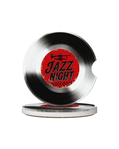 Ceramic Car Cup Coasters 2PCS - Jazz Night - color: Jazz Night