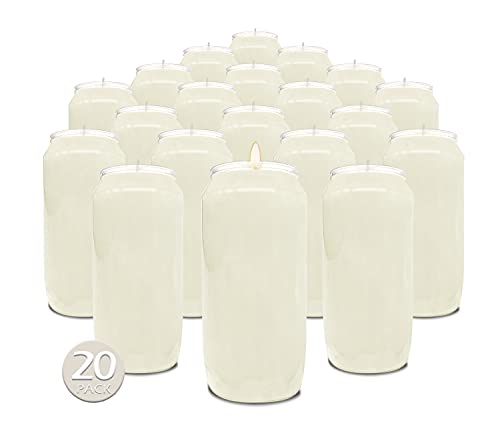 Hyoola 7 Day White Prayer Candles, 20 Pack - 6" Tall Pillar Candles for Religious, Memorial, Party Decor, Vigil and Emergency Use - Vegetable Oil Wax in Plastic Jar Container - size: 20 Pack