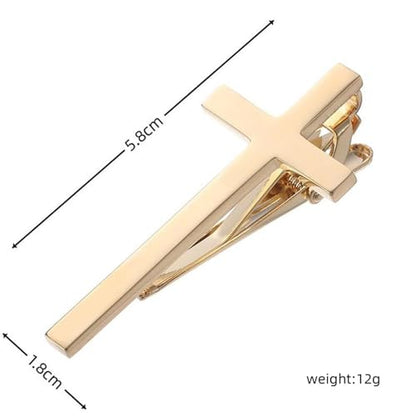 Novelty Silver Gold Black Tie Clip for Men Unique Owl Fish Shark Guitar Cross Tie Bar Neckties for Regular Wedding Business Tie Pin Clips Jewelry - style: Gold Cross