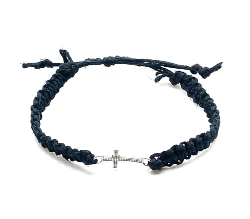 Cross Hemp Bracelet - color: Black