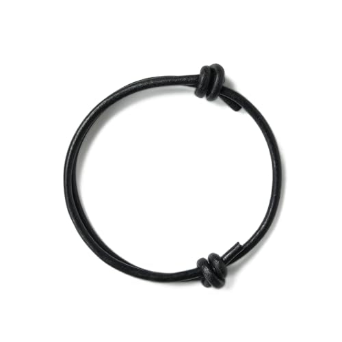 GENIQUE Real/Genuine Leather Bracelet for Men, Adjustable Mens Leather Bracelet, Leather Cord Bracelet - style: Sliding Knot Black