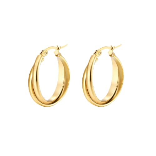 Criss Cross Hoop Earring for Women,24mm Wide Intertwined Round Hoops Jewelry - color: Gold