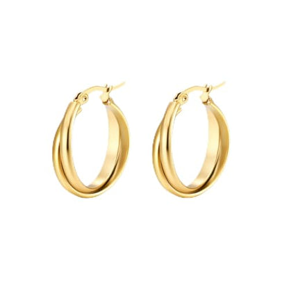 Criss Cross Hoop Earring for Women,24mm Wide Intertwined Round Hoops Jewelry - color: Gold