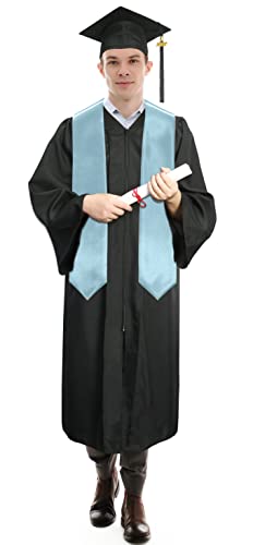 Plain Graduation Stole Sash 60 Inch Unisex Adults Solid - color: Sky Blue Stole