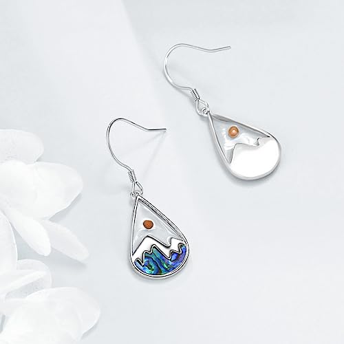 AOBOCO Mustard Seed Earrings for Women Sterling Silver Mountain Cross Earrings Dangle Christian Religion Jewelry Mothers Day Birthday for Mom Wife Friends - style: Teardrop Mountain Earrings