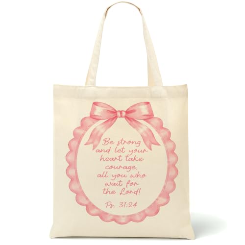 Christian Gifts for Women, Canvas Tote Bag, Faith Gifts for Women Girl Sister Inspirational Religious Gift Birthday - color: Pink Coquette 918