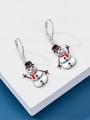 Dorunmo 925 Sterling Silver Dangle Drop Earrings for Women Holiday Earrings Hypoallergenic Halloween Christmas Jewelry Festival Gifts for Women - style: Christmas-Snowman-03