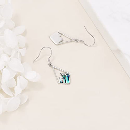 AOBOCO Mustard Seed Earrings for Women Sterling Silver Mountain Cross Earrings Dangle Christian Religion Jewelry Mothers Day Birthday for Mom Wife Friends - style: Abalone Mountain Hooks