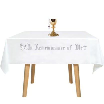 VitalCozy in Remembrance of Me Communion Cloth Church, Silver Embroidery - color: Silver Embroidery