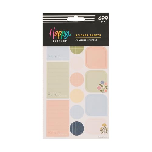 Happy Planner Classic Sticker Pack for Planners, 15 Sheets - color: Polished Pastels