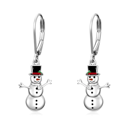 Dorunmo 925 Sterling Silver Dangle Drop Earrings for Women Holiday Earrings Hypoallergenic Halloween Christmas Jewelry Festival Gifts for Women - style: Christmas-Snowman-01