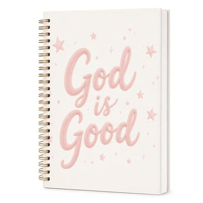 Pink Coquette Christian Spiral Notebook 5.5x8.3 Inch, God Is Good Lined Journal for School Work, Cute Religious Gifts for Women Teen Girls - color: God