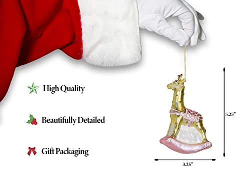 | Baby Girl Giraffe Glass Ornament | Baby Collection - color: Brown and White