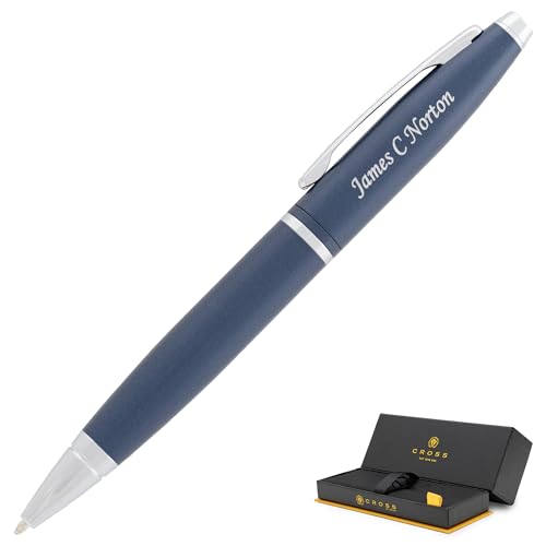 Cross Calais Personalized Ballpoint Pen in Matte Blue with Chrome Trim - color: Matte Blue