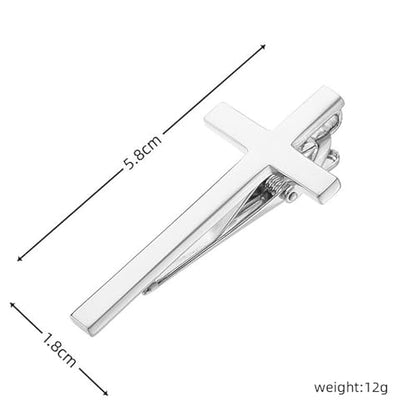 Novelty Silver Gold Black Tie Clip for Men Unique Owl Fish Shark Guitar Cross Tie Bar Neckties for Regular Wedding Business Tie Pin Clips Jewelry - style: Silver Cross