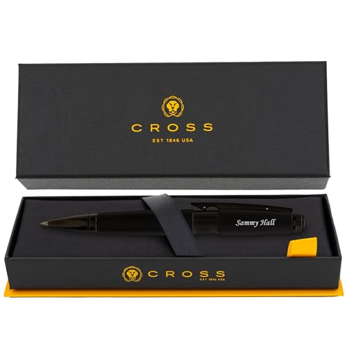 Cross Edge Gel Rollerball Pen, Matte Black Lacquer and Black Trim, Personalized — Executive, Board Member, Leadership Award, or Corporate Recognition Gift - color: Black/BlackTrim