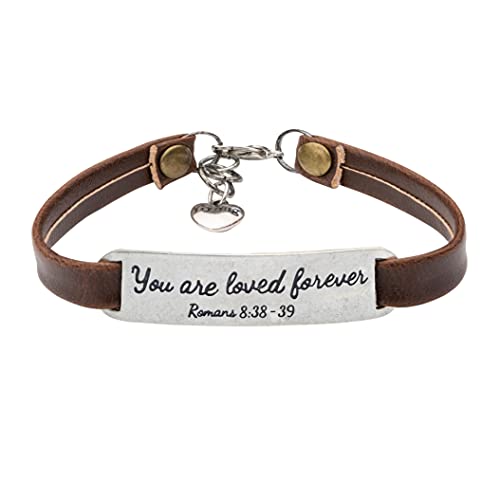 Yiyang Christian Gifts Leather Bracelet for Women Inspirational Faith Bible Verse Religious Jewelry Christmas Birthday Baptism Gift for Women - style: you are loved forever Romans 8:38-39
