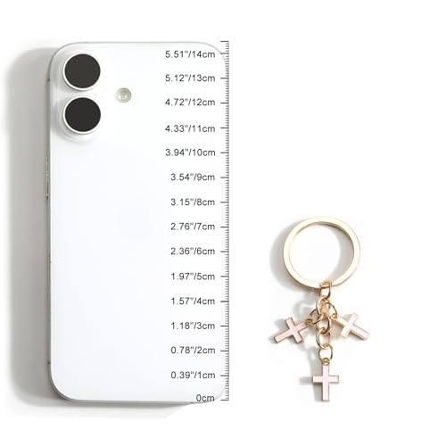 Christian Cross Keychain Inspirational Keychains with Cross Pendant Bible Verse Keycharm Motivational Gift for Women - color: Pink