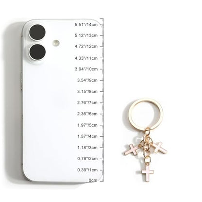 Christian Cross Keychain Inspirational Keychains with Cross Pendant Bible Verse Keycharm Motivational Gift for Women - color: Pink