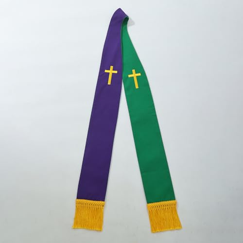 BLESSUME Church Clergy Pastor Reversible Stole - color: Green and Purple 3
