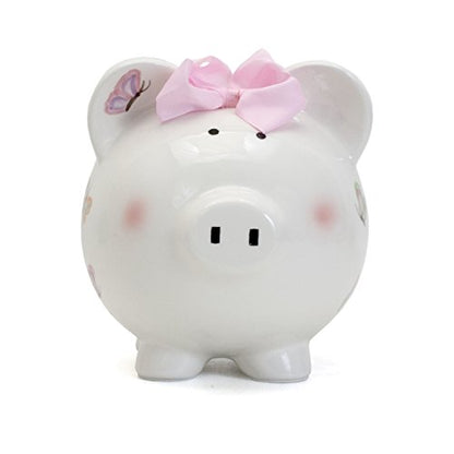 Child to Cherish Ceramic Piggy Bank for Girls, Petite Papillon Butterfly - color: Petite Papillon Butterfly