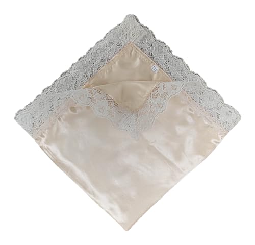 5pc 26'' lap scarf silk feeling fabric lap scarves with lace trims lap handkerchief lap covers lap skirts for women in church - color: Beige