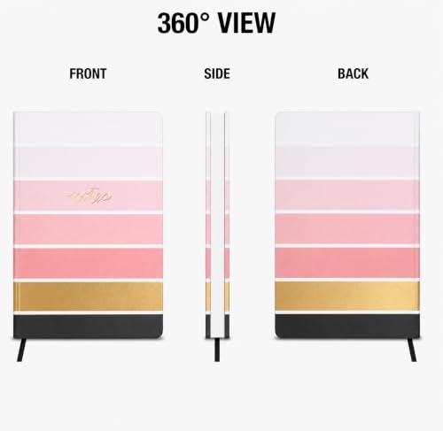 WORLD TRAVELER Large Lined Journal Notebook 256 Ruled White & Ivory Pages - color: Ombre Pink & Gold