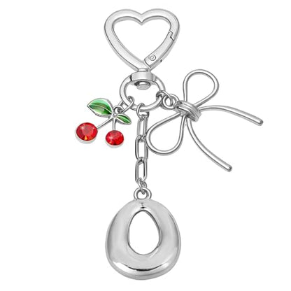 Snycler Bubble Initial Keychain Bag Charms for Women, A-Z Letter Keychain - color: Silver-mini Cherry-letter