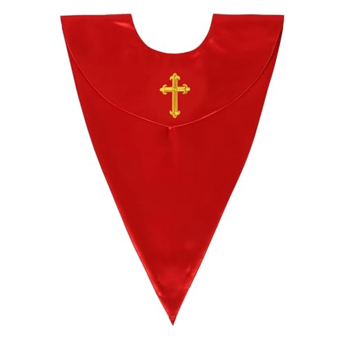 Unisex V-Shape Church Choir Stole with Cross for Adults Church - color: Red, size: White Cross