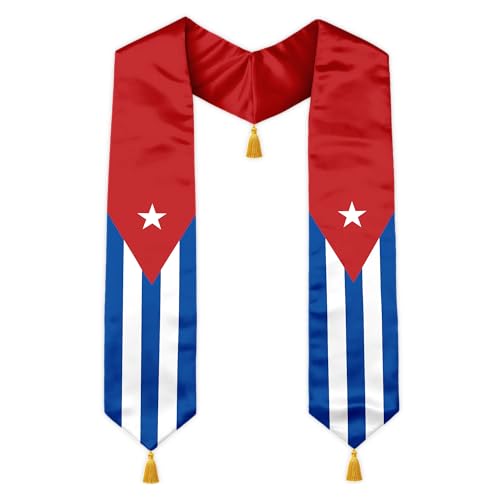 Class of 2026 Graduation Stole Flag Sash with Gold Tassels 72 Inch for High School College University Ceremony - color: Cuba
