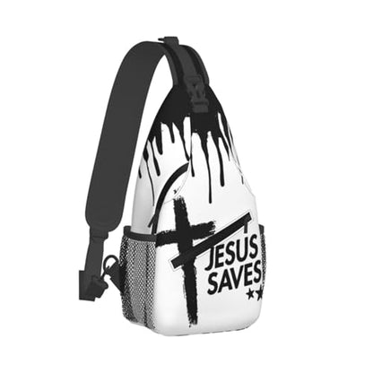 Jesus Christian Cross Sling Backpack Shoulder Chest Bag For Men Women Hiking Travel Crossbody Daypack - color: Jesus Christian Cross-0004
