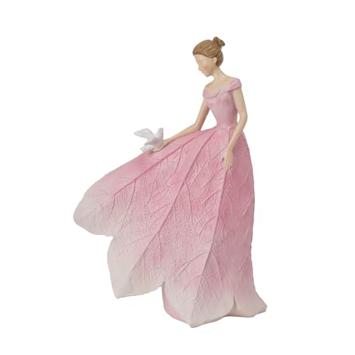 Guichifun Pink Leaf Angel Girls Fairy Statue, 8.5 x 5.25 x 12 Inch - color: Pink-bird, size: Large
