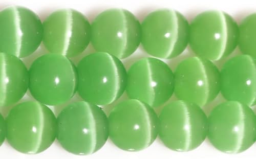 Green Cat Eye Beads 10mm Round Gemstone Loose Beads for Jewelry Making - color: Light Green, size: 10mm (35pcs)