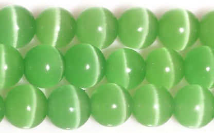 Green Cat Eye Beads 10mm Round Gemstone Loose Beads for Jewelry Making - color: Light Green, size: 10mm (35pcs)