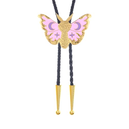 GelConnie Bolo Tie for Women Heart Cowboy Necktie Flower Gothic Mens Bolo Ties Bolero Necklace Red Western Ties for Men - color: Blue Gold Moth Tie