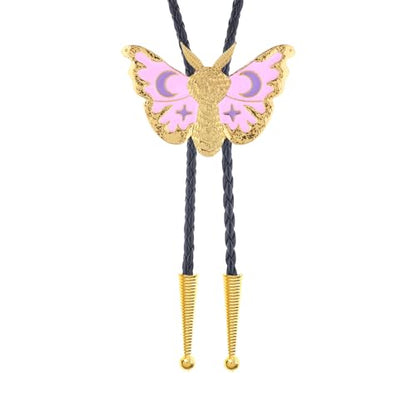 GelConnie Bolo Tie for Women Heart Cowboy Necktie Flower Gothic Mens Bolo Ties Bolero Necklace Red Western Ties for Men - color: Blue Gold Moth Tie