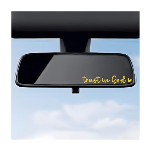 DXNQ 2PCS Trust in God Rearview Mirror Decals, Automotive Vinyl Rear View Mirror Decorative Stickers, Waterproof Trust in God Stickers for Car Truck Laptop, Car Accessories (Yellow) - color: Yellow, size: 2PCS