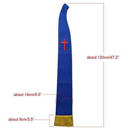 BLESSUME Church Clergy Pastor Cross Embroidered Stole - color: Blue 1