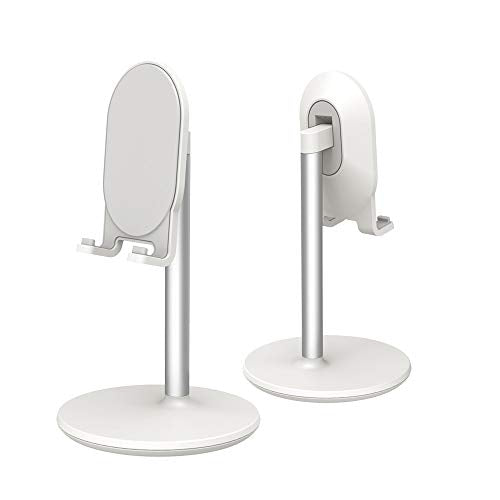 Bright Stone Phone Stand for Desk, Adjustable Cell Phone Holder for Desk, Compatible with 4"-12.9" Phones/Tablet/iPhone/iPad/Switch (White) - color: White