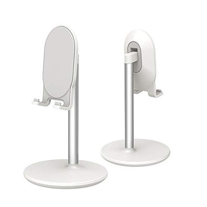 Bright Stone Phone Stand for Desk, Adjustable Cell Phone Holder for Desk, Compatible with 4"-12.9" Phones/Tablet/iPhone/iPad/Switch (White) - color: White