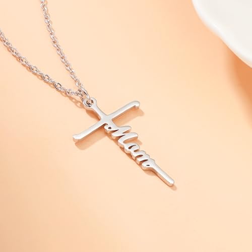 Lcherry Faith Cross Pendant Necklace for Women Religious Christian Jewelry Birthday Christmas Gifts for Women - style: 5-Mom