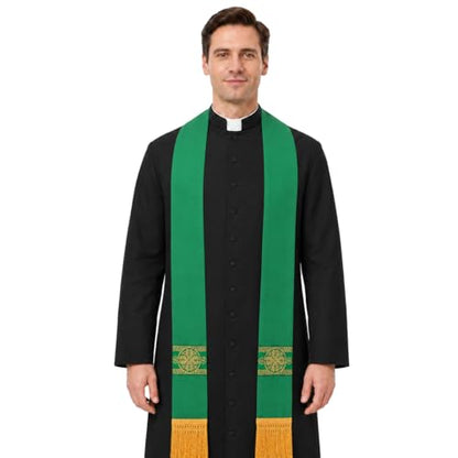 FAD-4U Catholic Clergy Stole with Embroidery Stole Priest Mass Stole Pastor Stole - color: Green