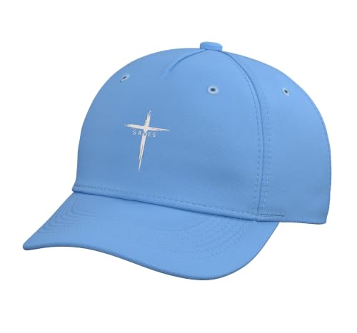Cool Christian Cross Jesus Saves Men Women Graphic Christ Adjustable Baseball Hat - color: Light Blue