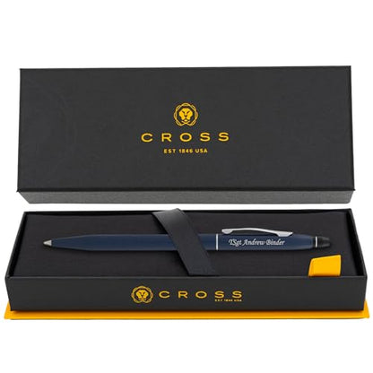 Cross Click Personalized Ballpoint Pen in Midnight Blue with Chrome Trim - color: Midnight Blue