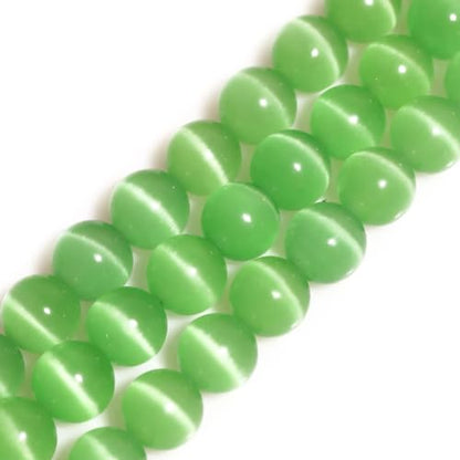 Green Cat Eye Beads 10mm Round Gemstone Loose Beads for Jewelry Making - color: Light Green, size: 10mm (35pcs)