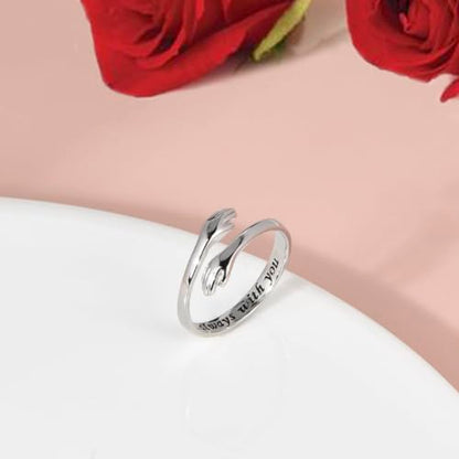 925 Sterling Silver Celtic Knot Open Adjustable Ring for Women Size 4-7 - color: Hug Ring:always with you