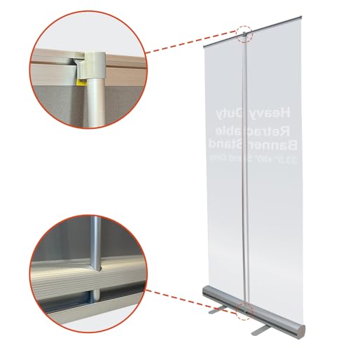 Retractable Banner Stand 33.5" x 80", Aluminum Roll Up Display with Carry Bag, Portable Banner Stand for Trade Shows, Exhibitions, Business Events and Presentations, Stand Only - size: 33 ½" x 80 inch (Stand Only)