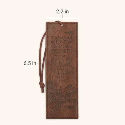 Christian Art Gifts Faux Leather Scripture Bookmark: Wings Like Eagles
